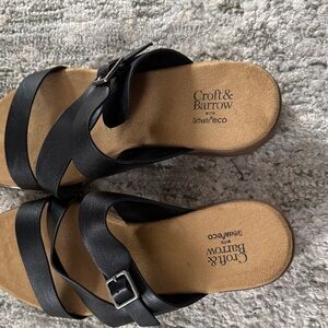 croft & barrow Black Double-Strap Buckle Slide Sandals